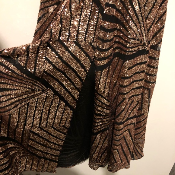 Gorgeous Black and Rose Gold/Bronze Sequin Gown - Picture 8 of 8